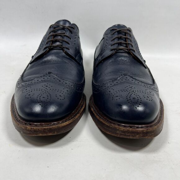 RANCOURT Shoes Mens 9.5D Oxford Leather Dress Longwing Wingtip Blue Maine USA main image 12